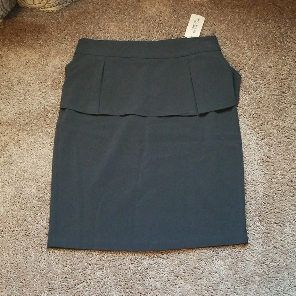 Grey Peplum Pencil Skirt